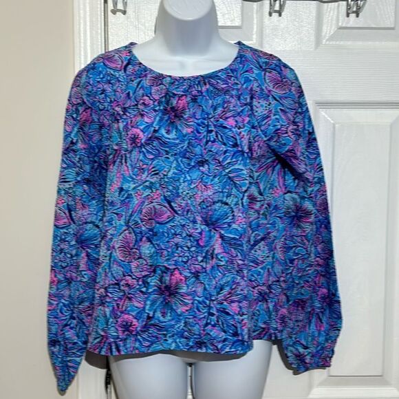 NWT Lilly Pulitzer Rilynn Long Sleeve Breakwater Blue Shells N Bells Top Size XS - Picture 4 of 12